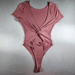 Lush Short Sleeve Ribbed Pink Bodysuit
